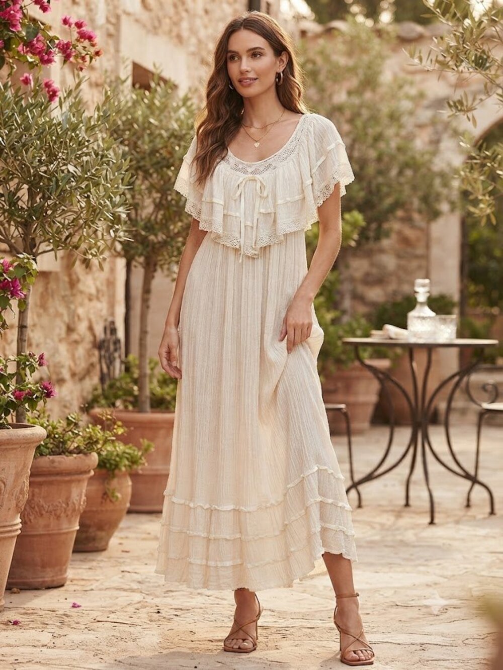 Jen's Pirate Booty/Free People Cream Crochet Peasant dress.  Retail $330